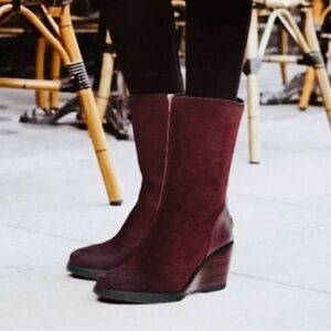 Sorel After Hours Wedge mid-calf waterproof boot Redwood Suede Retail $150